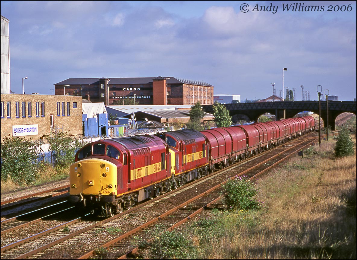 37707 and 37801 at Burton-on-Trent