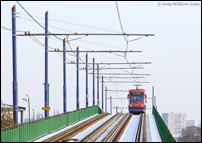 Tram 03 on the viaduct at Handsworth